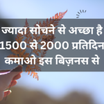 Small Business Idea: ज्यादा सोचने से अच्छा है 1500 से 2000 प्रतिदिन कमाओ इस बिज़नस से